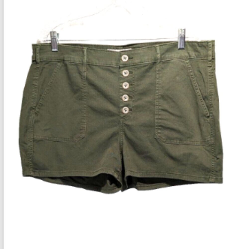 NEW Torrid Stretch Button Fly Hi-Rise 3" Olive Twill Military Shorts  20